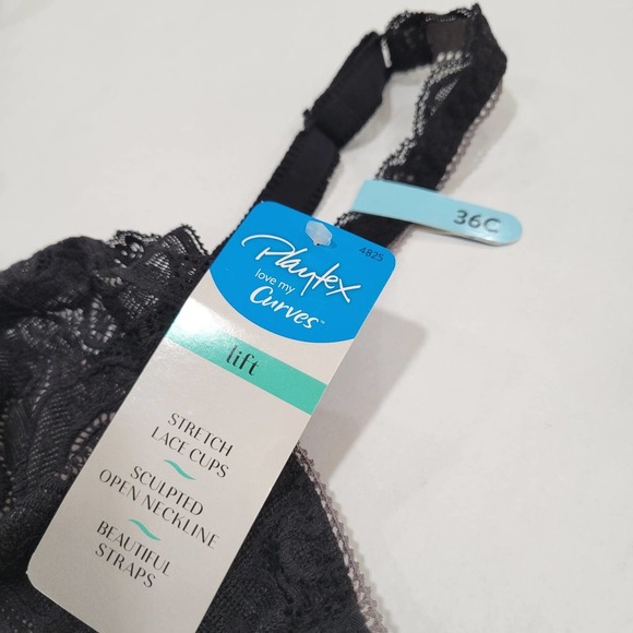 Playtex Love My Curves Beautiful Lace Black Bra Lingerie NWT $42 36C - Picture 4 of 10